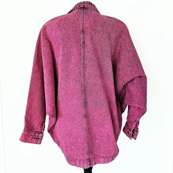 Vintage Sundance Dolman Pink Acid Washed Denim Jacket - Picture 4 of 7